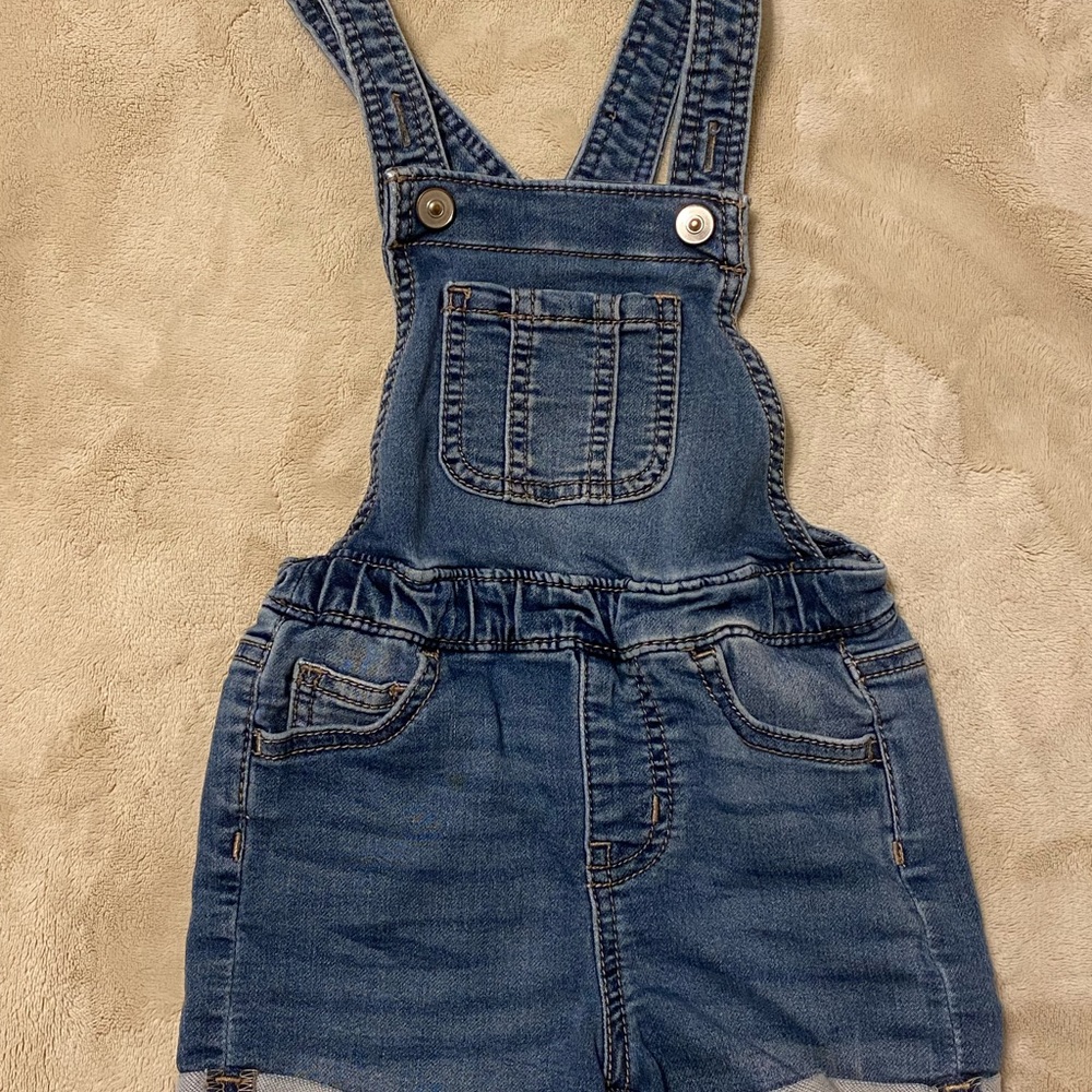 wonder nation Blue Denim Shortalls with Front Pocket